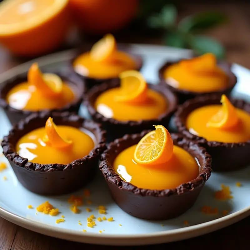 Tartaletas de Chocolate Negro con Ganache de Naranja: Receta Gourmet en 30 Minutos