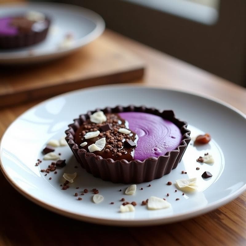 Tartaleta de Chocolate y Puré de Batata Morada: Postre Vegano Sin Gluten