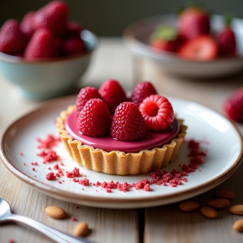 Tartaleta de Chocolate Rubí y Frutos Rojos: Postre Sin Azúcar con Base de Almendra y Avellana