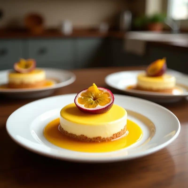 Tartaleta de Coco y Relleno de Mousse de Maracuyá con Decoración de Oro: Postre Brasileño Gourmet