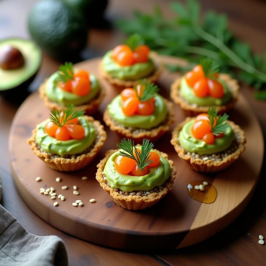 Tartaleta de Base de Coliflor con Relleno de Aguacate y Huevas de Trucha: Receta Keto Sin Horno