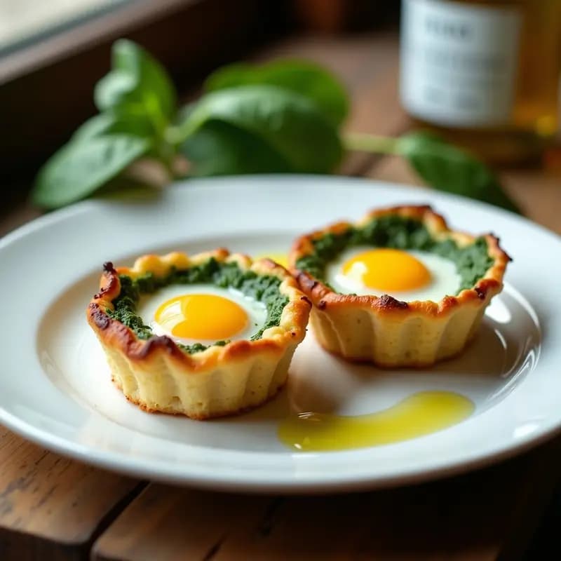 Tartaleta de Puré de Coliflor y Espinacas con Huevo Escalfado: Receta Keto en Airfryer