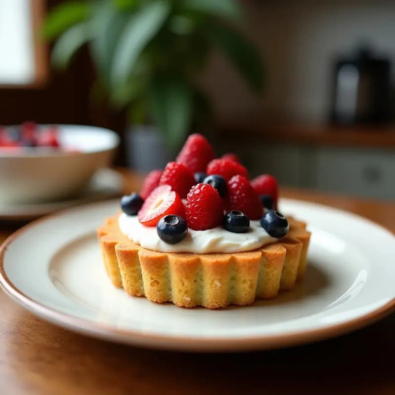 Tartaleta de Galletita María con Crema de Matcha y Toppings de Frutos Rojos: Postre Español Sin Horno