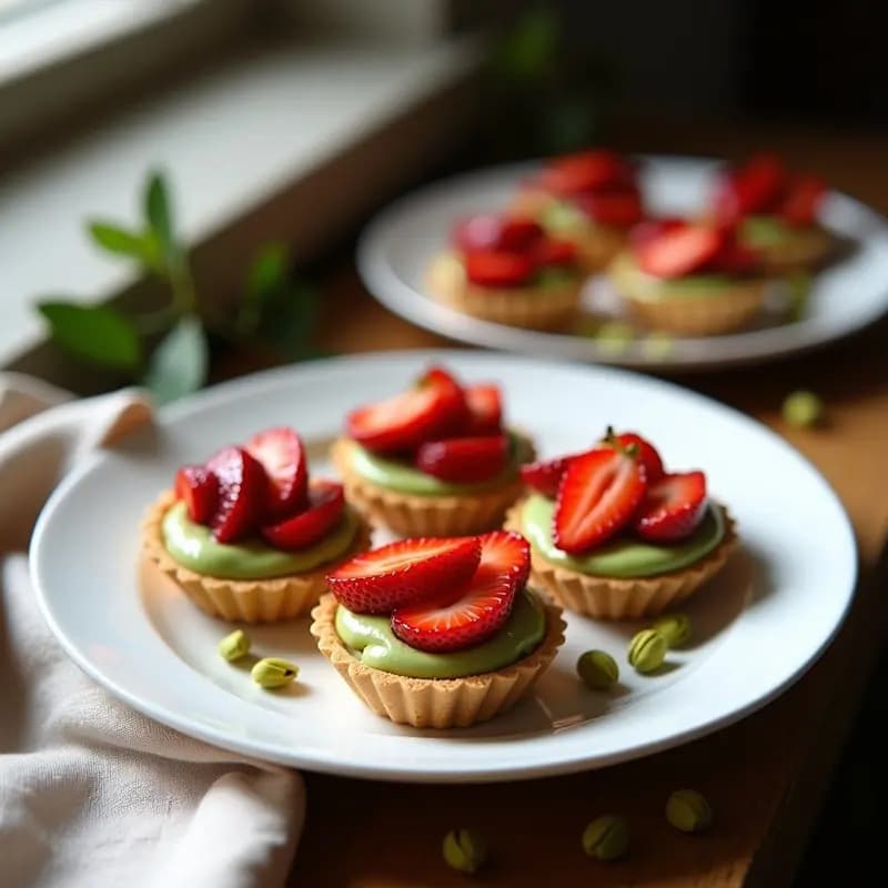 Tartaletas de Crema de Pistacho y Fresas: Receta Fácil y Sin Horno para Sorprender