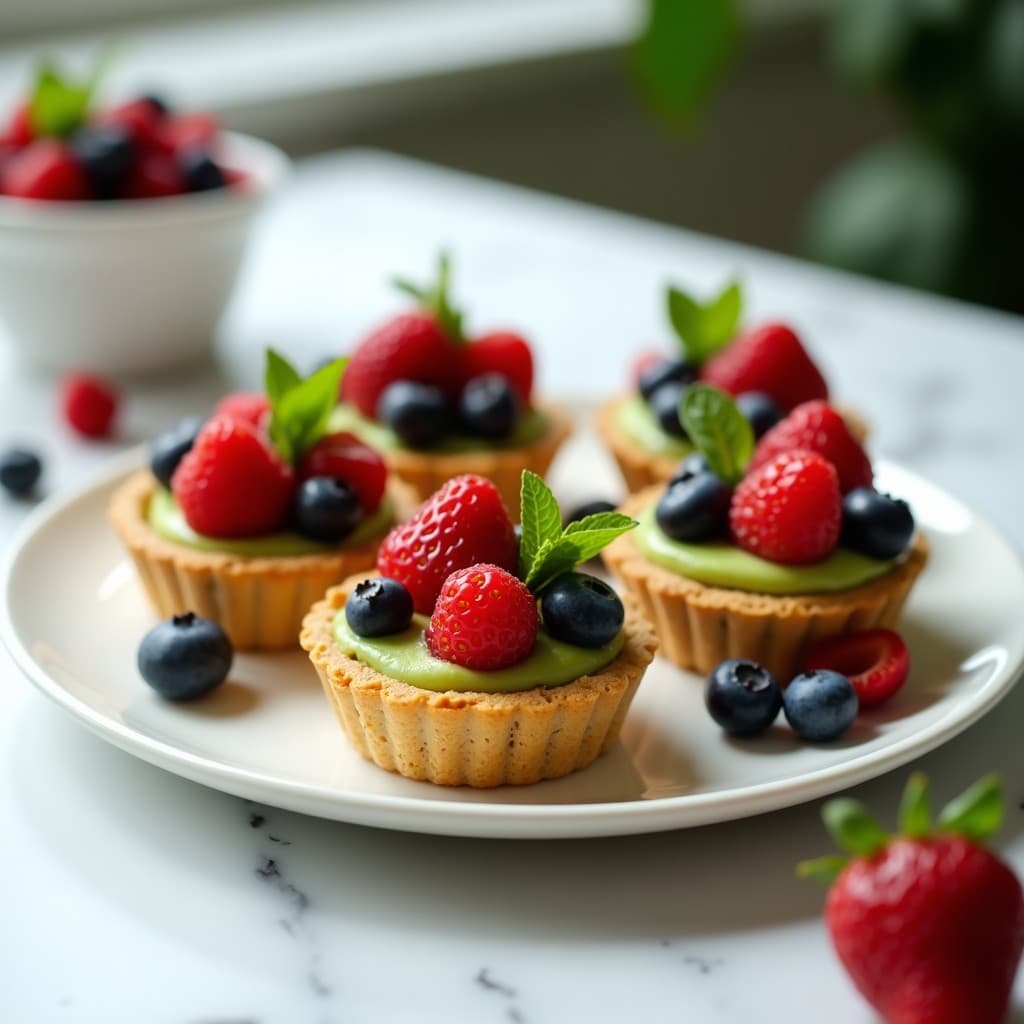 Tartaletas de Crema de Pistacho y Frutos Rojos: Postre Elegante Sin Horno en 20 Minutos