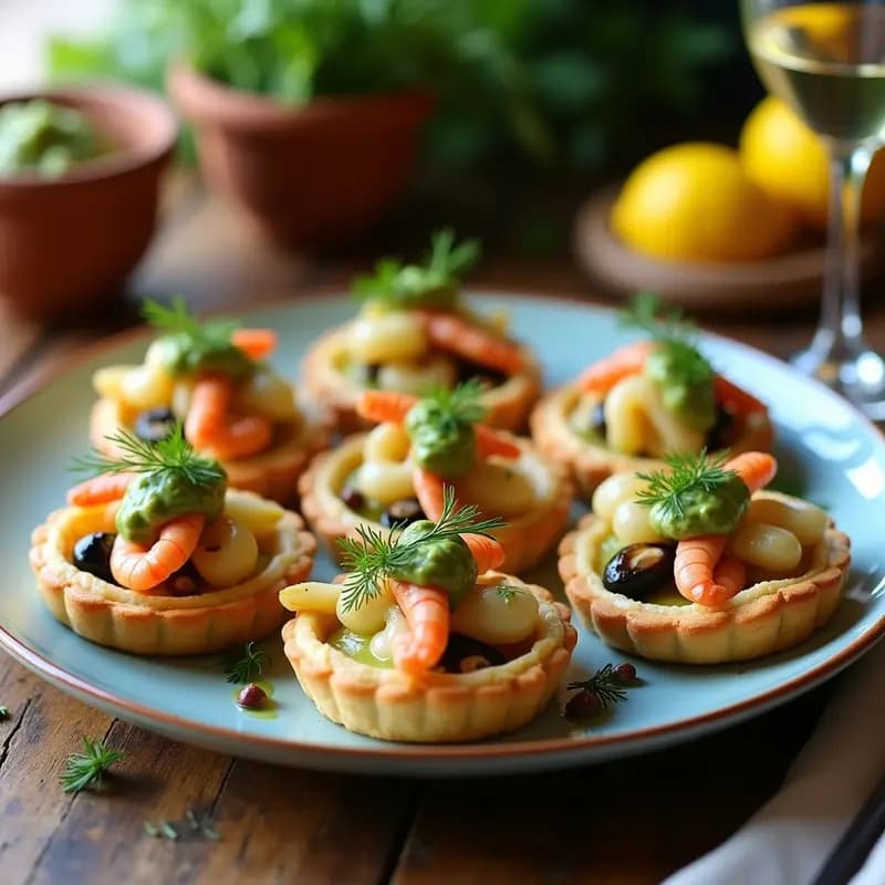 Tartaleta de Mariscos con Salsa de Verdolaga: Receta Costera Gourmet en 25 Minutos