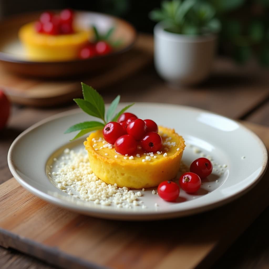 Tartaleta de Cúrcuma y Coco con Topping de Frutos Rojos: Postre Ayurvédico Sin Horno