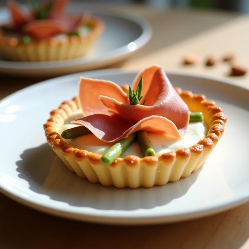 Tartaleta de Espárragos Blancos y Jamón Serrano: Receta Española en Thermomix con Masa de Almendra