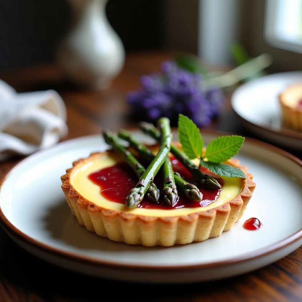 Tartaleta de Espárragos Morados y Queso de Albaricoque: Receta Francesa Vegana