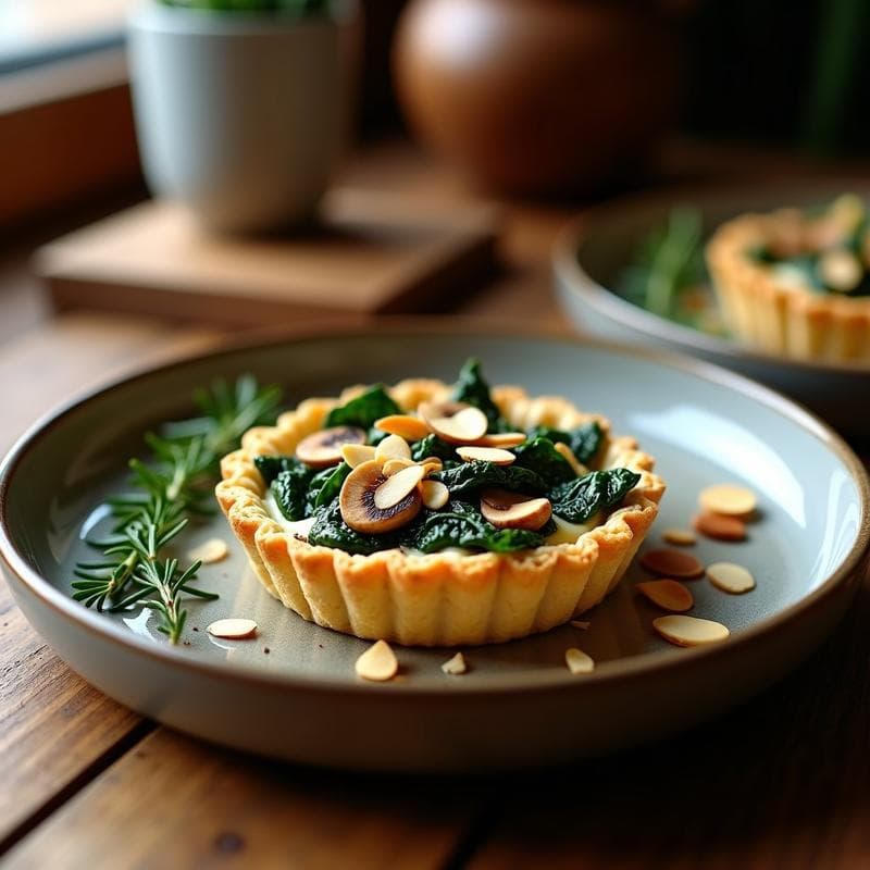 Tartaleta de Espinaca y Hongo Ostrich: Receta Gourmet con Umami en 25 Minutos