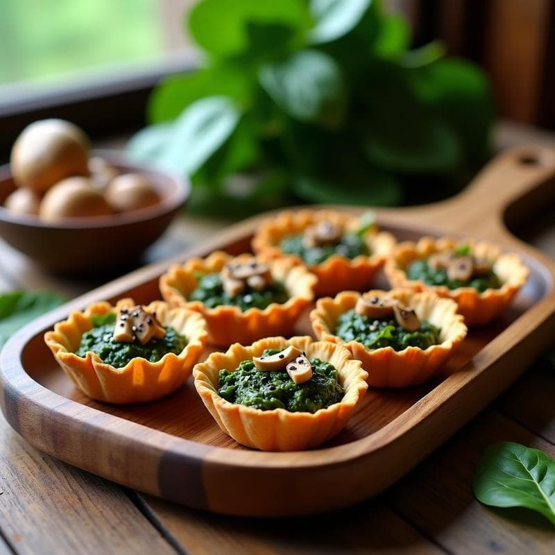 Tartaletas de Espinaca y Hongo Shimeji: Receta Umami Vegana en 25 Minutos con Toque Crujiente