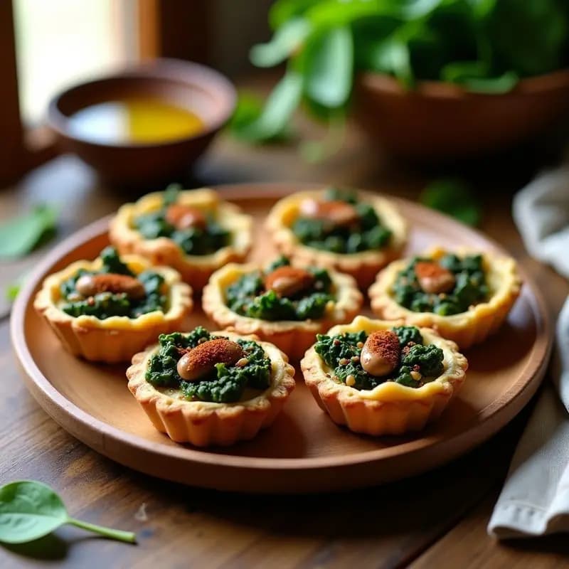 Tartaleta de Espinaca y Hongos Salteados: Receta Vegana Sin Horno en 25 Minutos