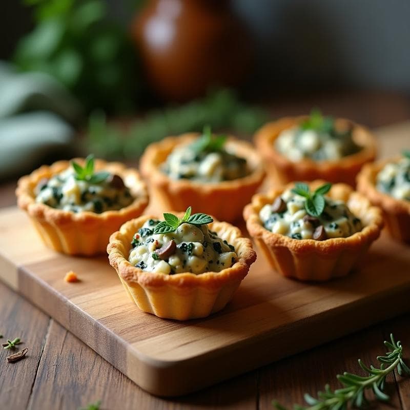 Tartaletas de Espinaca y Queso de Cabra con Hongos Salvajes: Receta Elegante en 30 Minutos