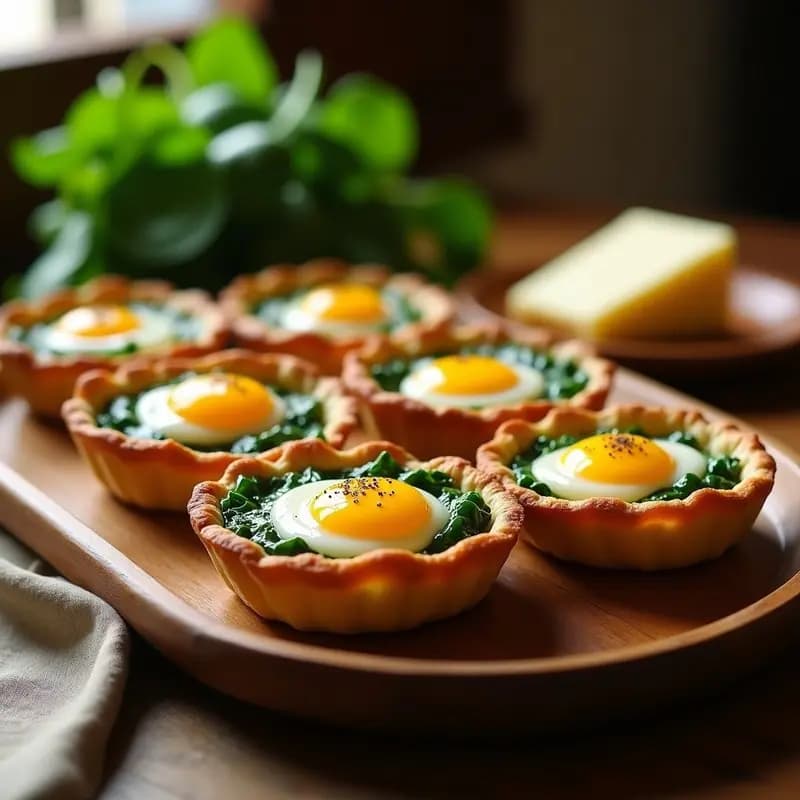 Tartaletas de Espinaca y Queso de Cabra con Yema Líquida: Receta Gourmet en 20 Minutos