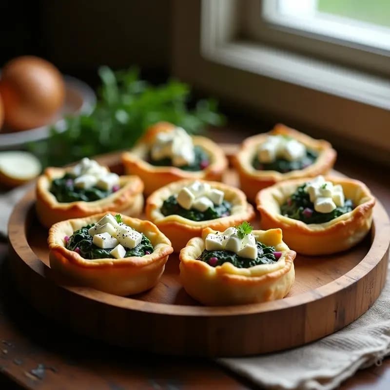 Tartaletas de Espinacas y Queso Feta: Receta Rápida de la Huerta con Toque Griego