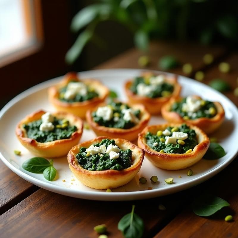Tartaletas de Espinacas y Queso Feta con Pistacho: Receta Fácil y Elegante en 30 Minutos