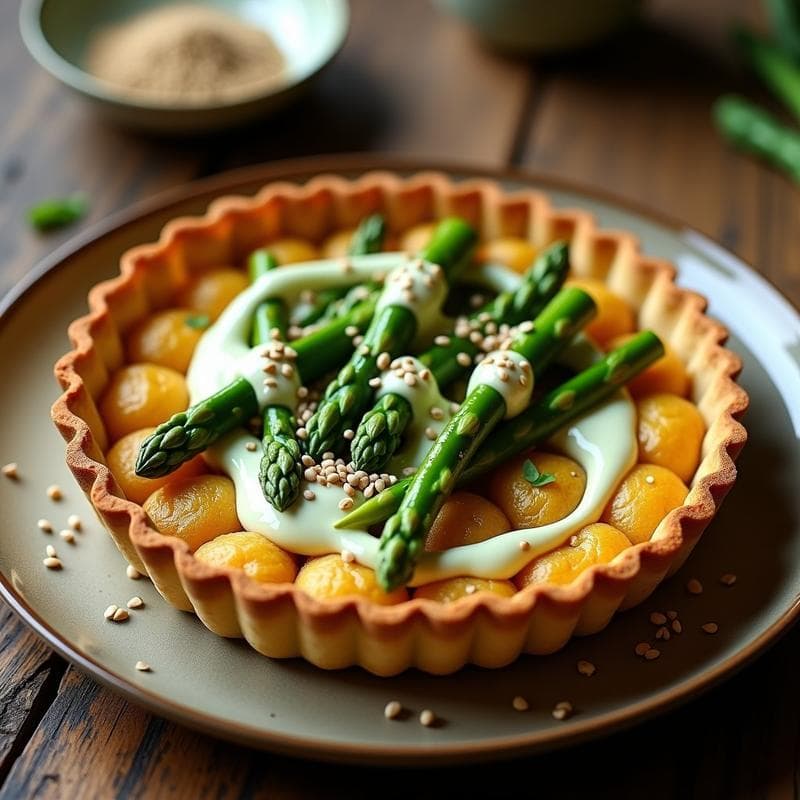 Tartaleta de Garbanzo y Espárrago con Crema de Wasabi: Receta Vegana y Crujiente
