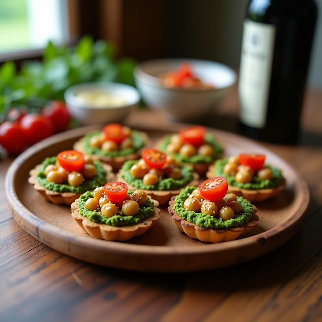 Tartaleta de Garbanzos Tostados y Pesto de Rúcula: Aperitivo Crujiente Sin Horno