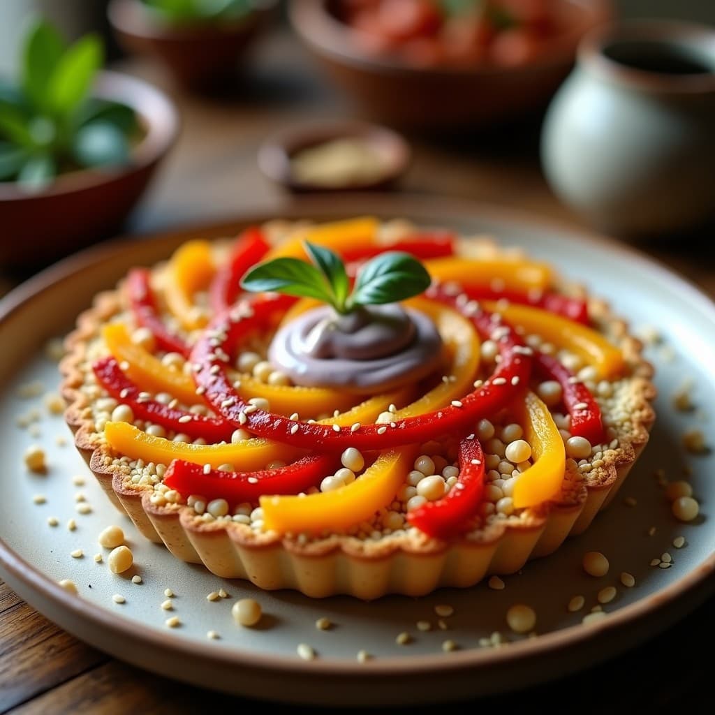 Tartaleta de Garbanzos Tostados y Pimientos Asados con Alioli de Ajo Morado: Receta Española Crujiente