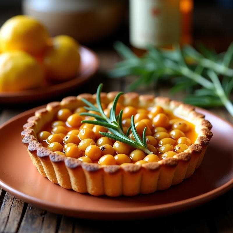 Tartaleta de garbanzos asados con romero y miel de tomillo: aperitivo andaluz sin gluten