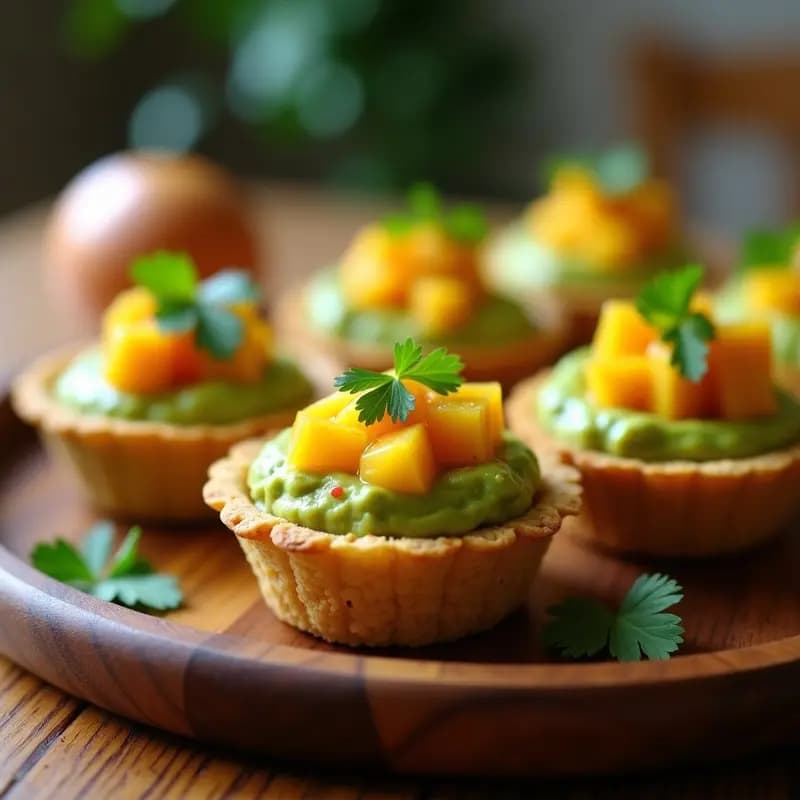 Tartaleta de Base de Semillas de Girasol con Relleno de Guacamole y Salsa de Mango: Entrante Mexicano Sin Gluten