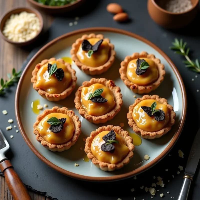 Tartaleta de Harina de Almendra con Relleno de Queso de Castañas y Trufa Negra: Receta Vegana Gourmet