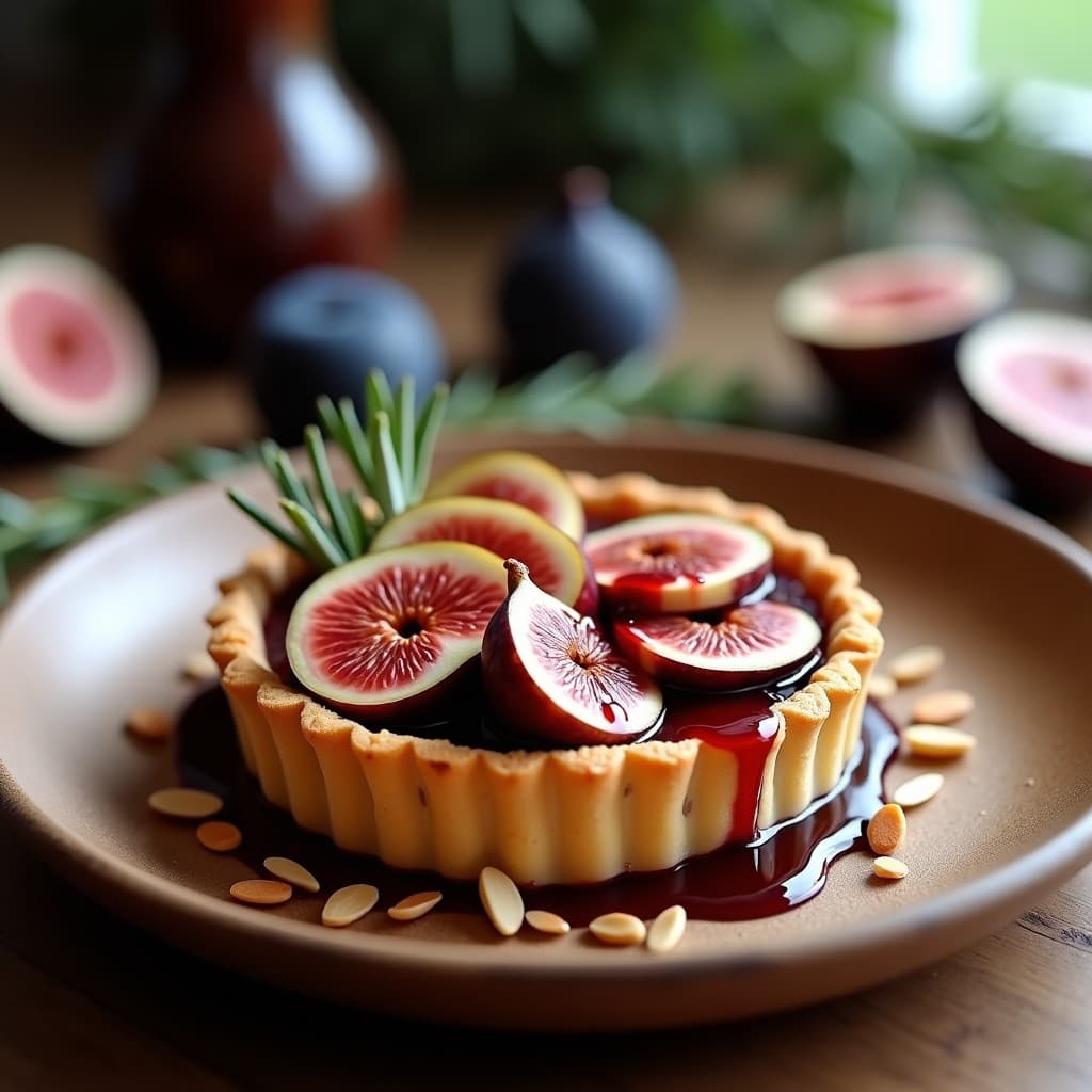 Tartaleta de Harina de Almendra y Relleno de Higos con Reducción de Vino Tinto: Postre Keto Gourmet