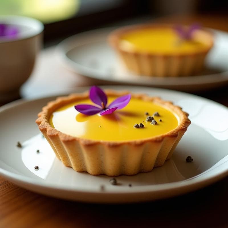 Tartaleta de Harina de Buganvilla y Crema de Durian: Postre Filipino Vegano Sin Azúcar