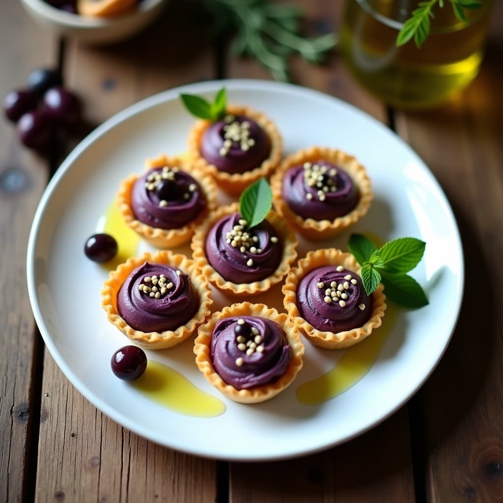 Tartaleta de Harina de Garbanzo con Mousse de Aceituna Kalamata: Postre Salado Griego Sin Gluten