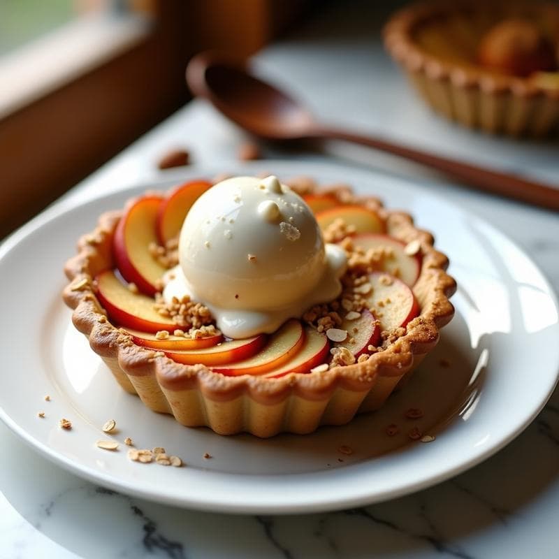 Tartaleta de Hasselback de Manzana con Helado de Vainilla: Postre Sueco Vegano