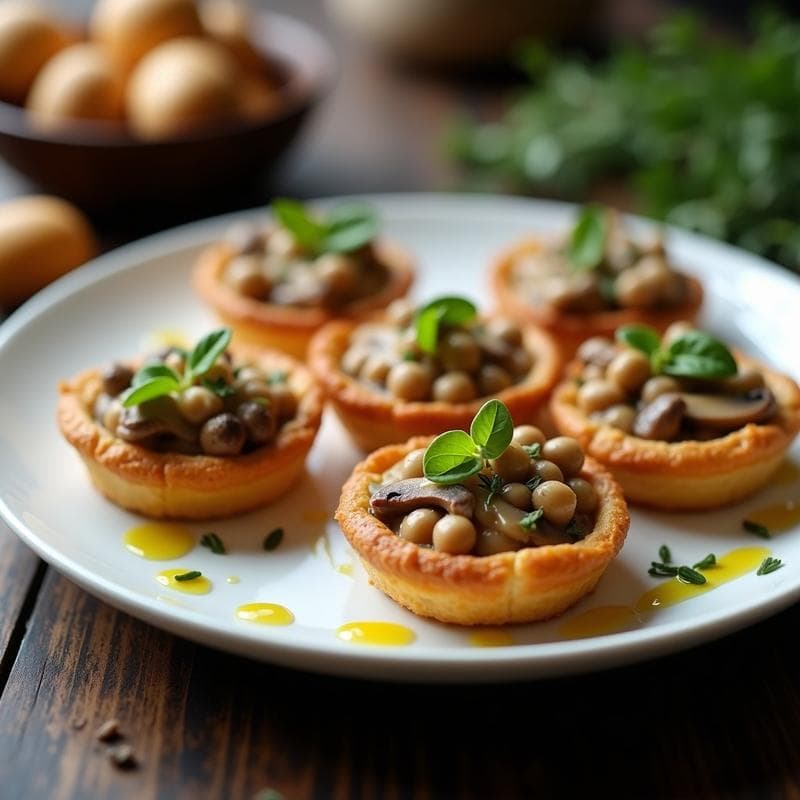 Tartaleta de Hongos Shiitake y Queso de Castañas: Aperitivo Francés Sin Lactosa en Airfryer
