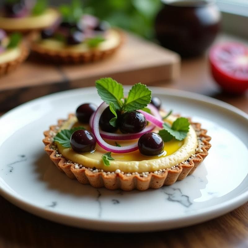 Tartaleta de Hummus y Aceitunas Kalamata: Aperitivo Griego Vegano Sin Horno