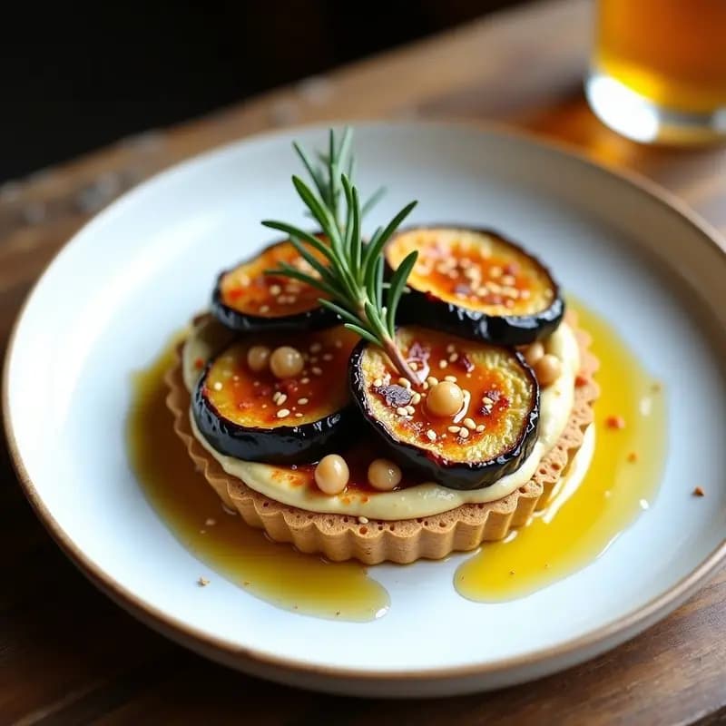 Tartaleta de Hummus y Berenjena Asada: Receta Española Vegana para Aperitivo Elegante
