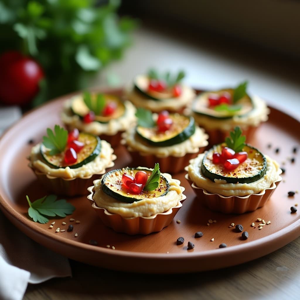 Tartaleta de Hummus y Calabacín Asado: Aperitivo Árabe en Molde Individual