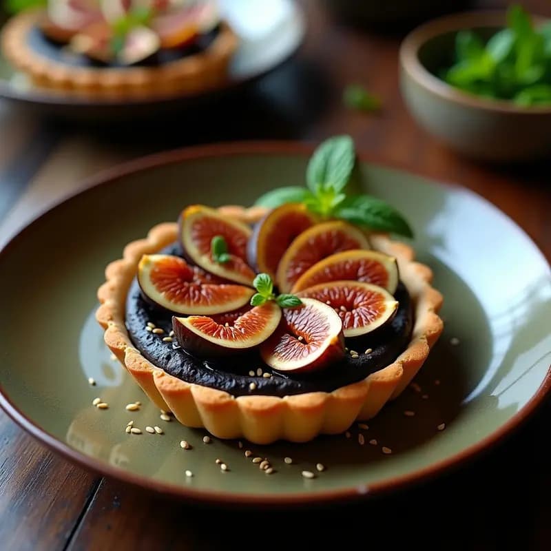 Tartaleta de Hummus Negro y Higos Caramelizados: Aperitivo Sirio Gourmet Sin Gluten