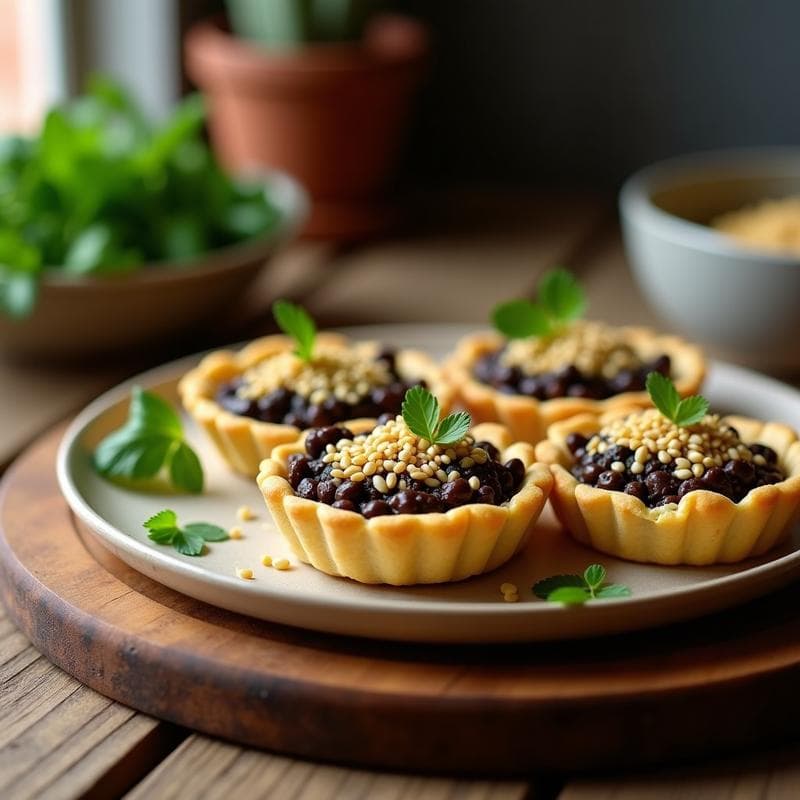Tartaleta de Lenteja Beluga y Puerro: Receta Vegana Sin Horno con Crujiente de Semillas