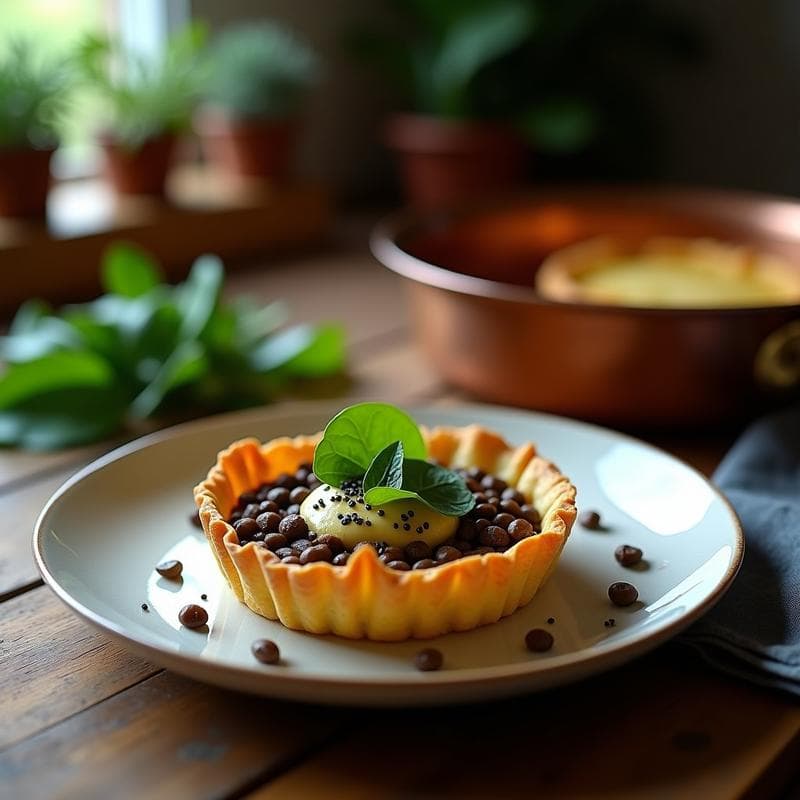 Tartaleta de Lentejas Beluga con Foie Gras Vegano: Receta Gourmet en Airfryer sin Gluten