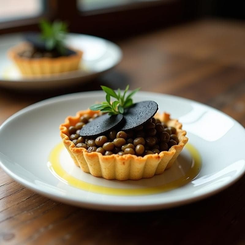 Tartaleta de Lentejas Beluga y Trufa Negra: Receta Vegana Gourmet en Thermomix