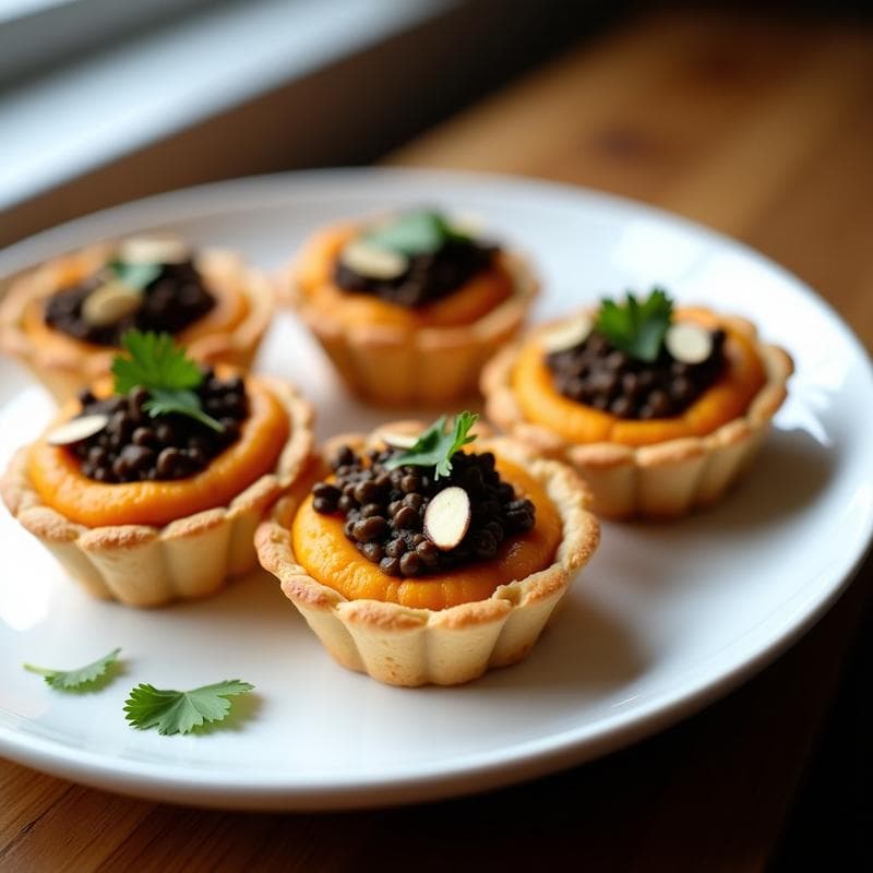 Tartaleta de Lentejas Negras y Puré de Batata: Entrante Vegano con Toque Andino