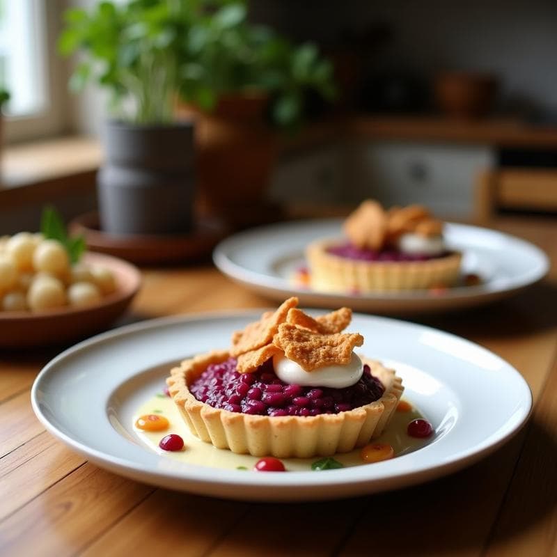 Tartaleta de Puré de Lentejas Rojas y Cebolla Morada: Aperitivo Indio Vegano con Crujiente de Coco