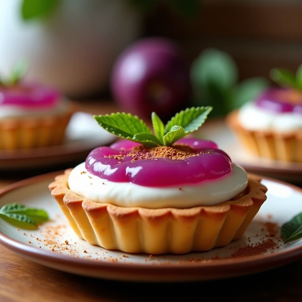 Tartaleta de Maíz Morado con Relleno de Guayaba y Queso Crema Vegano: Postre Colombiano Sin Gluten