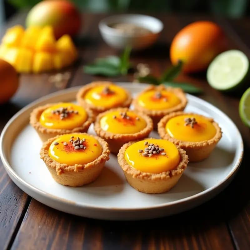 Tartaletas de Mango y Chile: Postre Vegano Sin Horno y Alta en Fibra