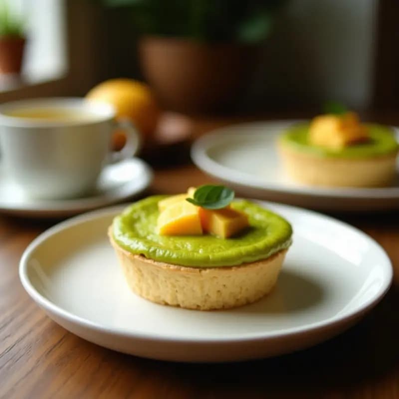Tartaleta de Matcha y Coco con Relleno de Mango: Postre Sin Horno y Keto