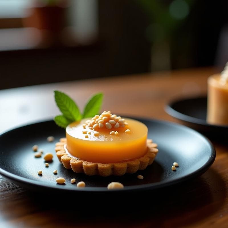 Tartaleta de Miso y Cacahuete con Gelée de Lichi: Postre Japonés Sin Horno y Alto en Umami