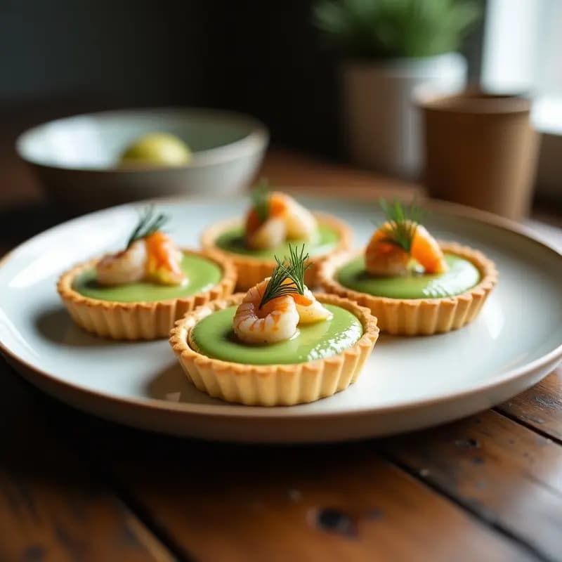 Tartaleta de Crustáceos de Algodón (Mysis) con Puré de Guisantes y Azafrán: Receta Escandinava de Vanguardia