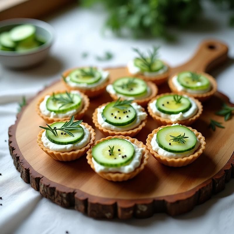 Tartaletas de Pepino y Queso Feta con Eneldo: Receta Fresca y Rápida para Aperitivos