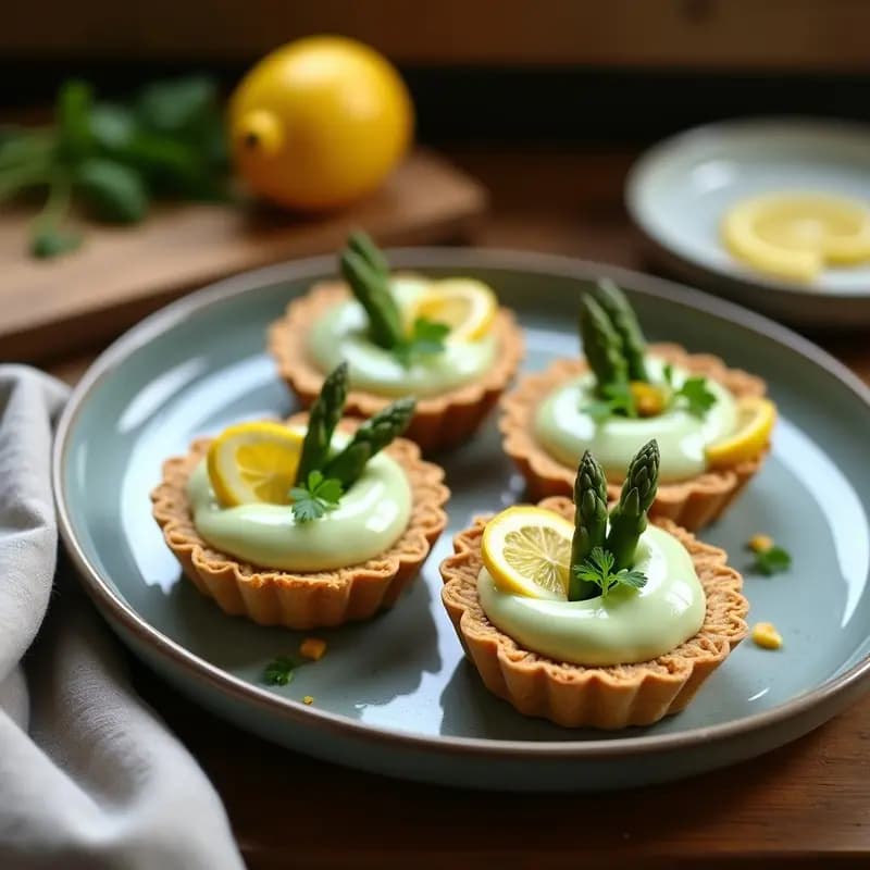 Tartaleta de Base de Pipas de Girasol con Crema de Espárragos Blancos y Limón Confitado