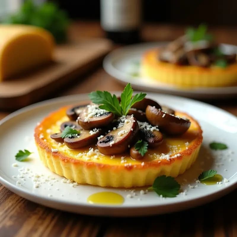 Tartaleta de Polenta y Hongos Porcini: Receta Italiana Sin Gluten en Horno