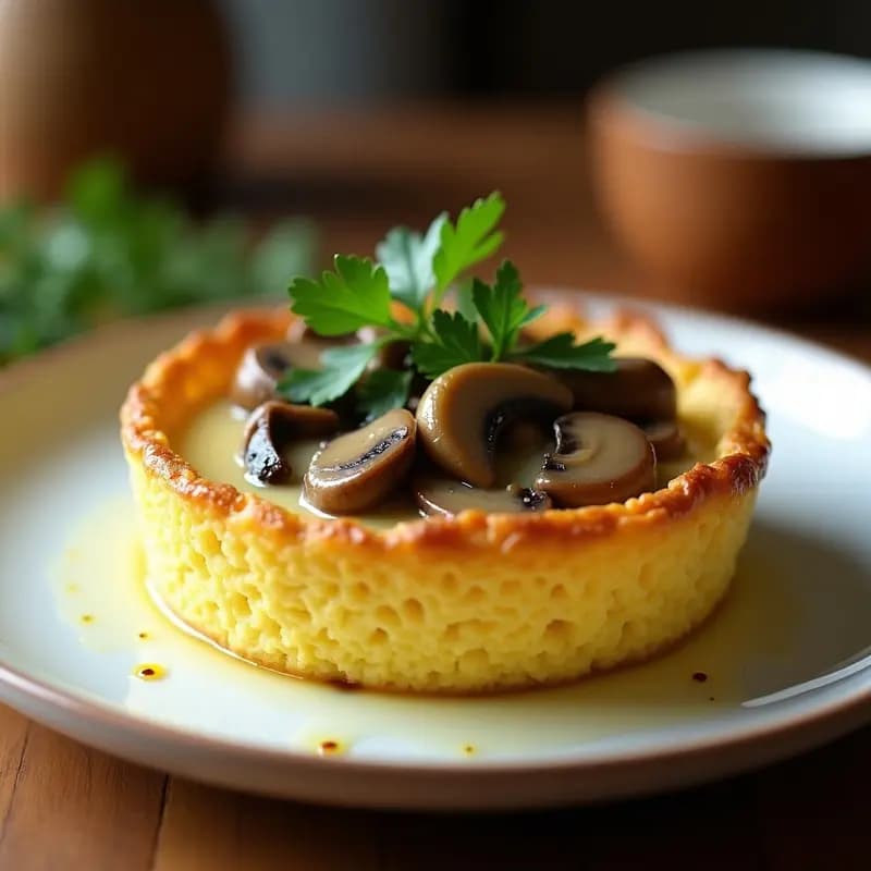 Tartaleta de Polenta y Setas Shitake con Trufa: Receta Italiana Sin Gluten y Gourmet