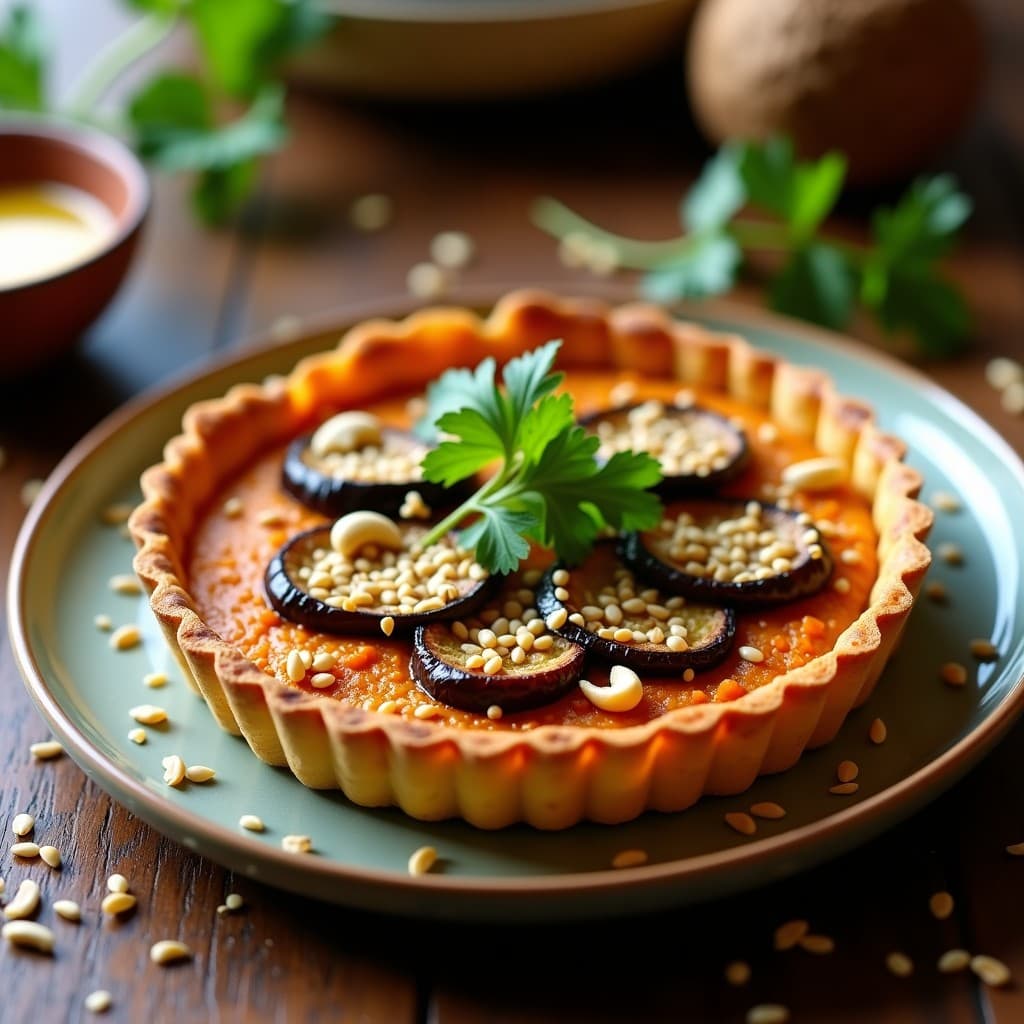 Tartaleta de Puré de Lentejas Rojas y Berenjena Asada: Receta India Vegana en Airfryer sin Masa